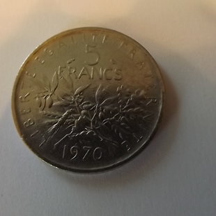 5 francs semeuse 1970  métal nickel poids 10 g diamètre 29 mm épaisseur 2.09
