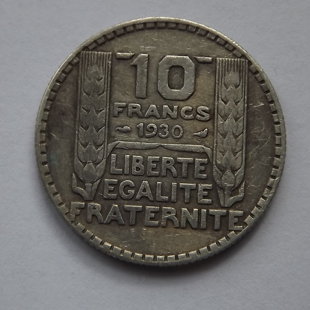 10 Francs Turin 1930 Année : 1930  poids 10 gr  diamètre 28 mm Métal : Argent