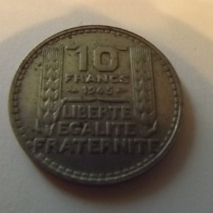  10 francs turin 1945  métal cupronickel  poids 7 g diamètre 26 mm  épaisseur 1.60 mm