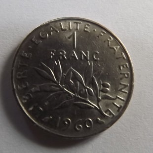 1 franc semuse 1960   métal  nickel poids 6  diamètre  24 mm épaisseur 1.79