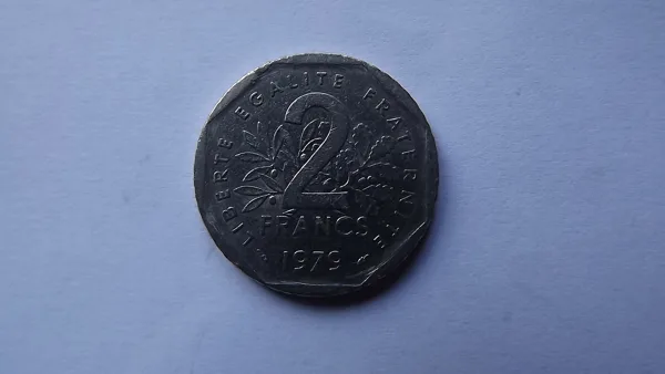 2 francs la semuse 1979  nickel     26,5  mm  7,50  g.