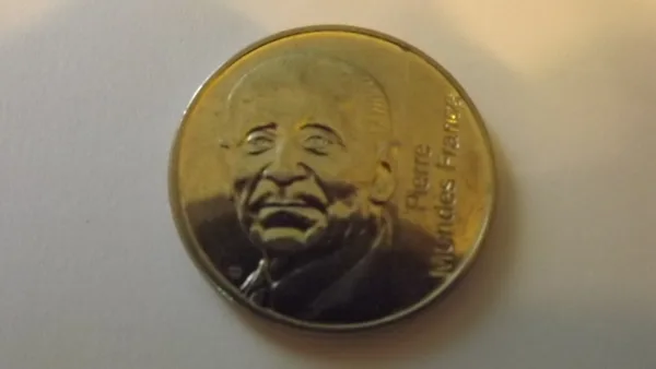 5 francs mendès france 1992  nickel poids 10 g diamètre 29 mm