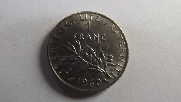 1 franc semuse 1960   métal  nickel poids 6  diamètre  24 mm épaisseur 1.79